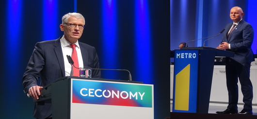 Die Vorsitzenden bei Ihren Eröffnungsreden: Dr. Düttmann Ceconomy und Olaf Koch Metro